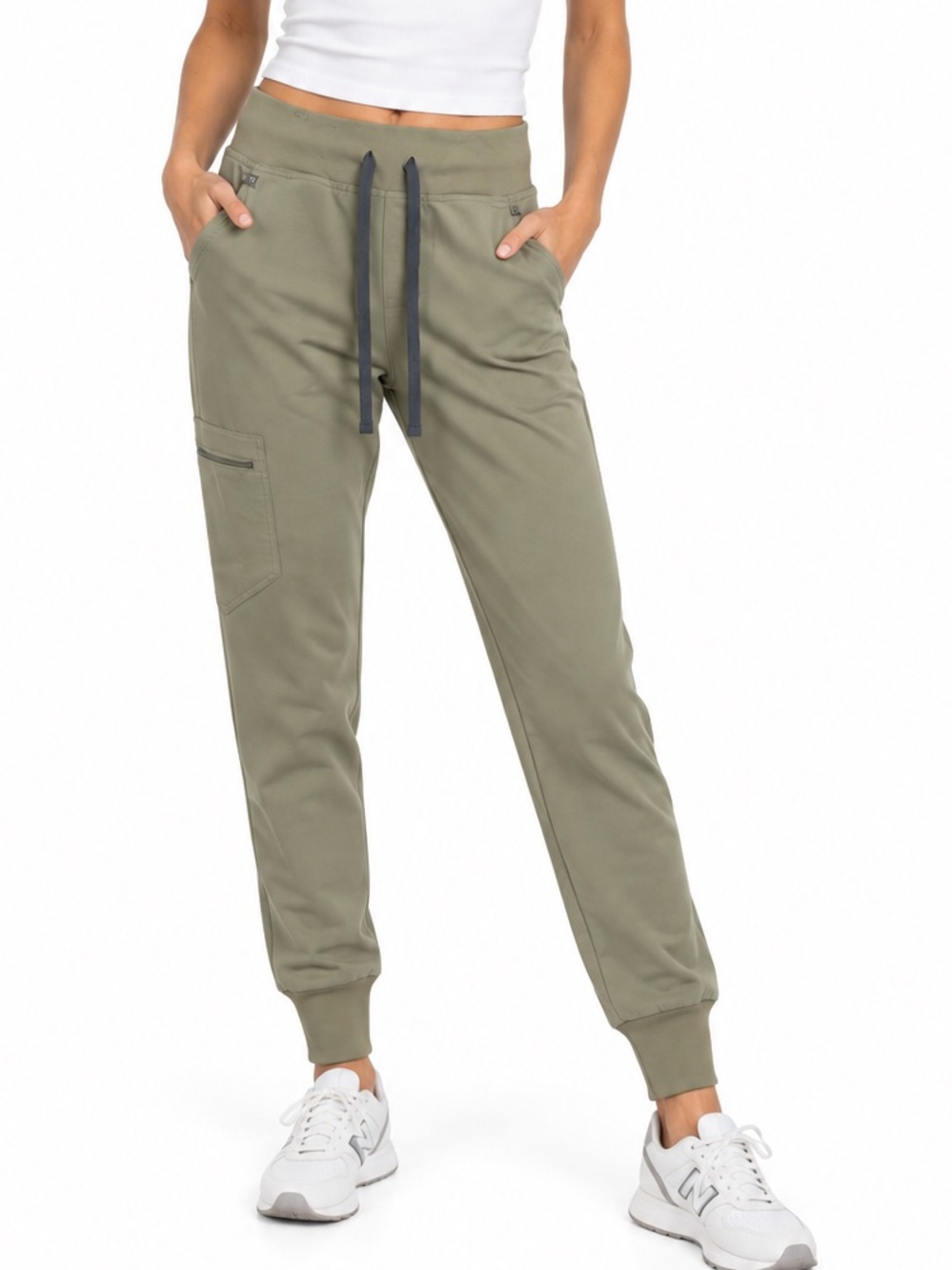 FIGS High waist Zamora jogger pants size Small khaki tan color